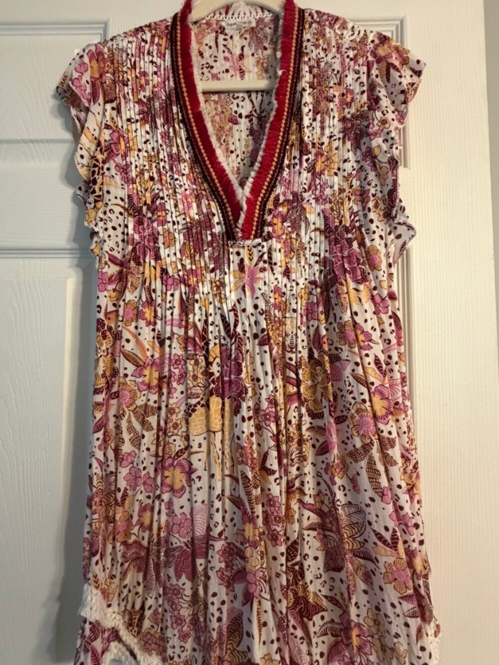 (Medium) POUPETTE ST BARTH Sasha Floral Mini Dress Floral Cover-Up Lace
